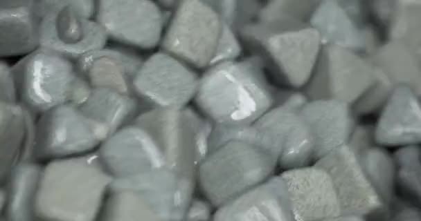 Industrial tumbling. Abrasive stones for vibration grinding metalwork production machinery material — Stockvideo