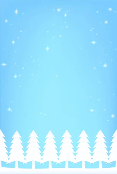 Saludo Clima Frío Silueta Bosque Nevado Cielo Azul — Vector de stock