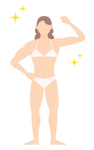 Bodybuilder Woman Posing One Hand Hips — Stock Vector