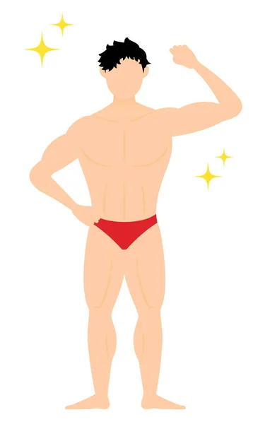 Bodybuilder Man Posing One Hand Making Power Bump — Stock Vector