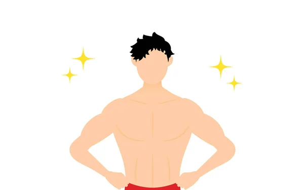 Bodybuilder Homme Posant Avec Les Mains Sur Les Hanches — Image vectorielle