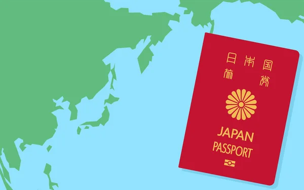 World Map Japan Japanese Passports General Travel Documents Red Fordítás — Stock Vector