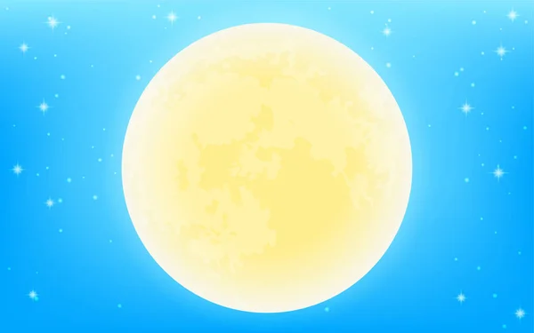 Une Pleine Lune Dans Ciel Étoilé Scintillant — Image vectorielle