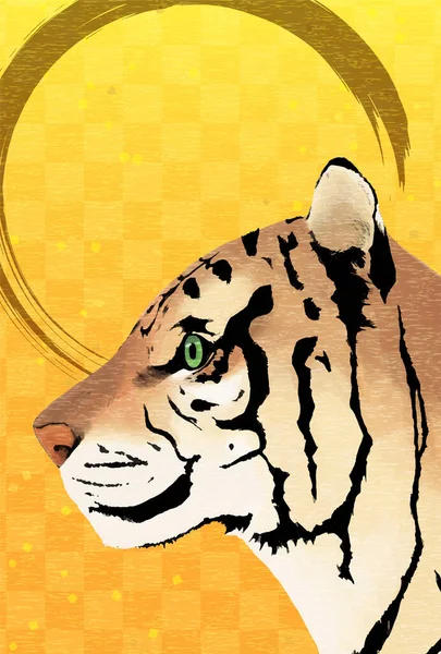 2022 Έτος Του Τίγρη Πρωτοχρονιά Ευχετήρια Κάρτα Προφίλ Τίγρης Και — Διανυσματικό Αρχείο