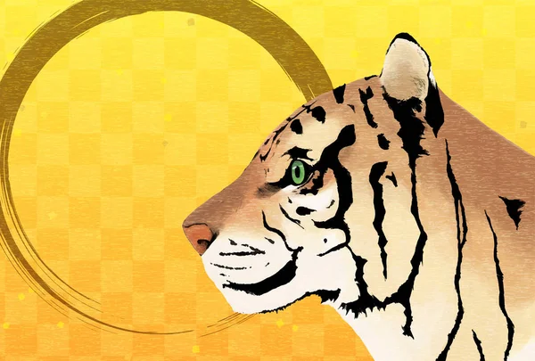 2022 Año Del Tigre Tarjeta Felicitación Año Nuevo Perfil Tigre — Archivo Imágenes Vectoriales