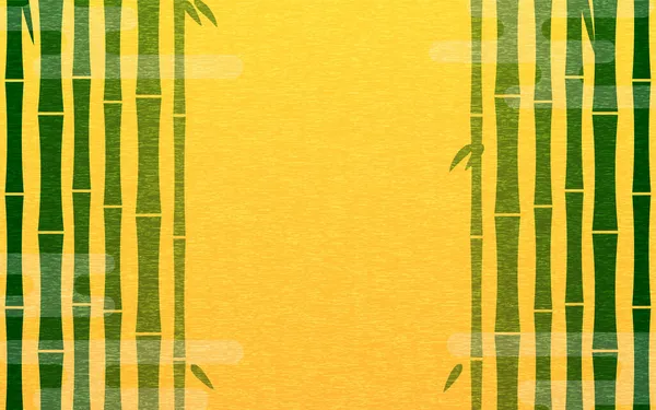 Японский Фон Бамбуковым Лесом Японским Рисунком Тумана Зеленый Бамбук Желтом — стоковый вектор