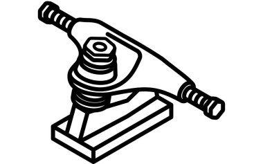 Basit siyah ve beyaz pist izometrik simgesi, kaykay parçaları