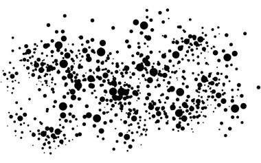 Etrafa saçılmış siyah boya lekeleri.