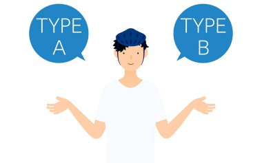 A ve B 'yi kıyaslayan bir erkek patenci..