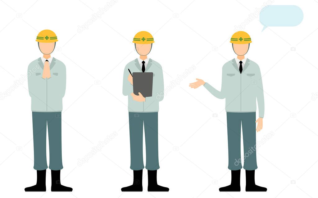 Construction site director pose set, male