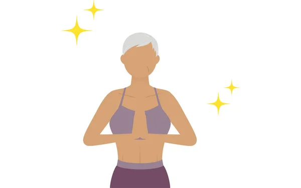 Fitnesstrainerin Seniorin Macht Brustvergrößerungsübungen — Stockvektor