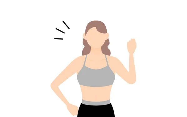 Gym Instructor Woman Encouraging Gut Pose — Stock Vector