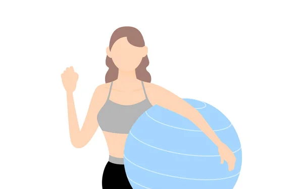 Female Gym Instructor Holding Balance Ball — Stock Vector