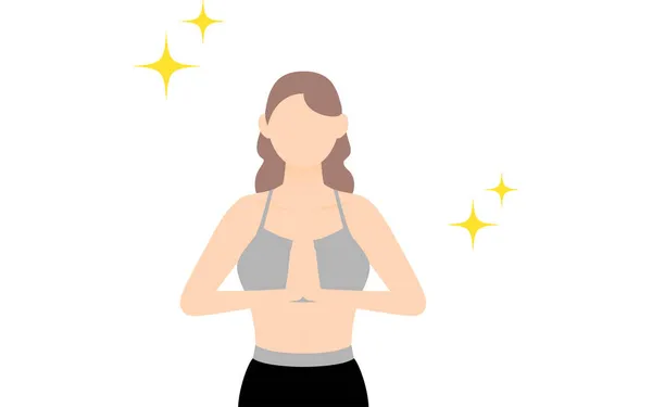 Gym Instructor Woman Doing Breast Enhancement Exercises — Stock Vector