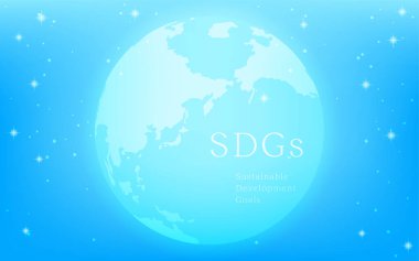 SDG 'ler, Parlayan Dünya ve SDG' ler Metin, Parlayan Yıldızlarla Parlayan Mavi Arkaplan