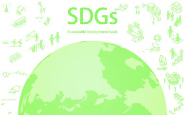 SDG 'ler, SDG metin ve hedef simgelerine sahip yeşil dünya