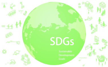 SDG 'ler, SDG metin ve hedef simgelerine sahip yeşil dünya