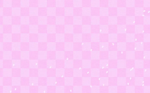 Voorjaar Kers Bloesem Sneeuwstorm Roze Japanse Patroon Geruite Achtergrond Washi — Stockvector