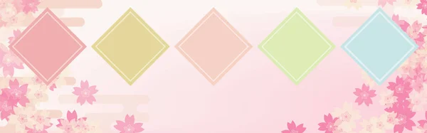 Vår Stora Försäljning Banner Set Japansk Bild Körsbär Blommor Och — Stock vektor
