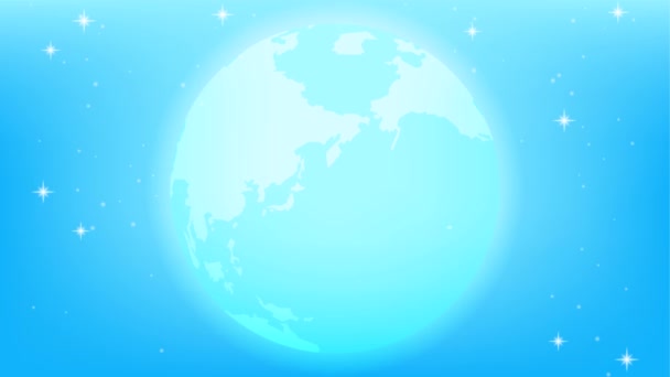 Loop Animation Glowing Stars Glowing Blue Earth Shining Stars — Stock Video