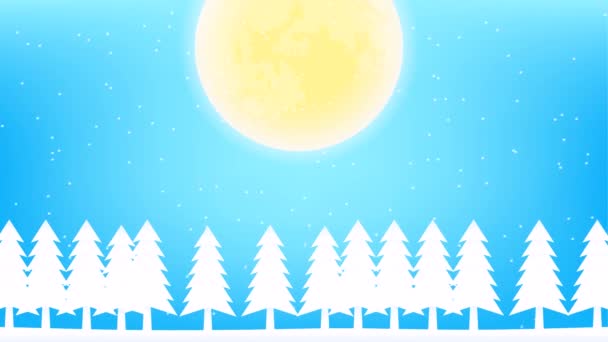 Witte Kerst Lussen Animatie Van Een Besneeuwde Maanverlichte Nacht — Stockvideo
