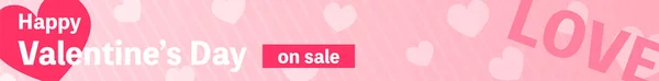 Valentijnsdag Sale Banner Roze Hart 728X90 — Stockvector