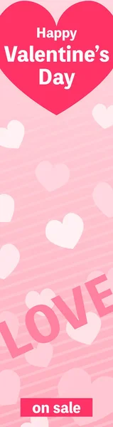 Bannière Vente Saint Valentin Coeur Rose 160X600 — Image vectorielle