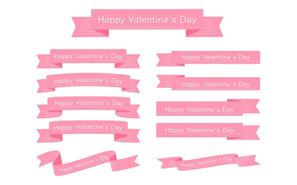 Cinta Decorativa San Valentín Blanco Rosa Feliz Día San Valentín — Vector de stock