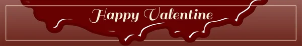 Banner Del Día San Valentín Fondo Marrón Con Chocolate Goteando — Vector de stock