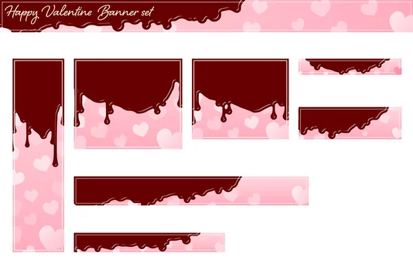 Bannière Saint Valentin Fond Coeur Rose Avec Des Chocolats Dégoulinants — Image vectorielle