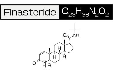 Chemical and structural formula of finasteride, an ingredient used in AGA hair loss treatment clipart