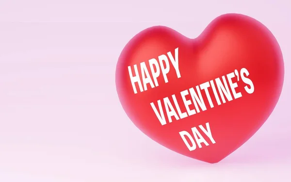 3Dcg Valentine Lettered Red Heart Copy Space Left — Stockfoto