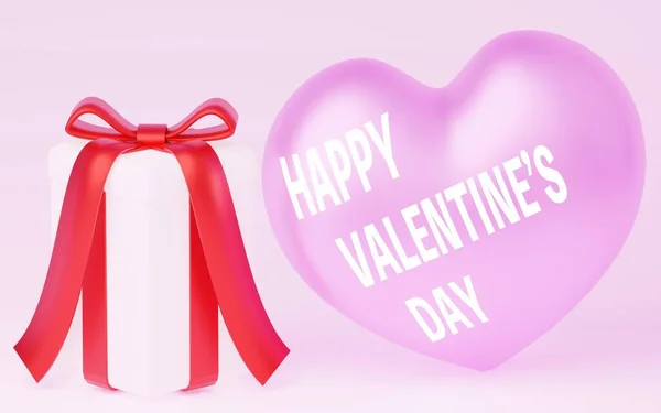 3Dcg Pink Heart Gift Box Valentine Letters — Foto Stock