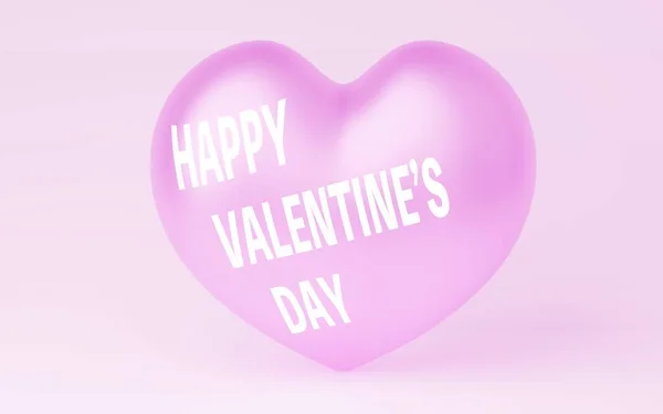 3Dcg Růžové Srdce Valentýnským Textem Přední — Stock fotografie