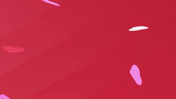 Looped Animation Valentine Day Materials Simple Red Pink Hearts Spinning — Vídeo de Stock