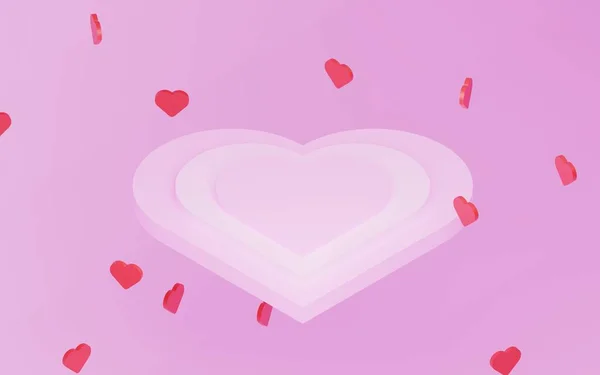 3Dcg Simple Heart Base Dancing Hearts Pink Background — ストック写真