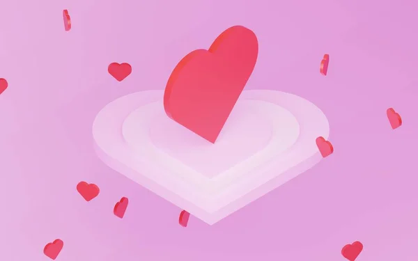 3Dcg Simple Heart Base Riding Dancing Hearts Pink Background — Zdjęcie stockowe