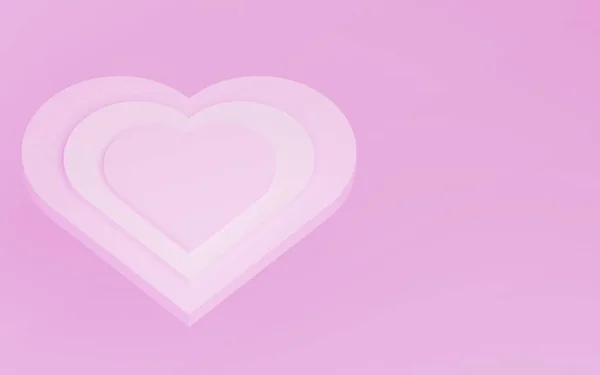 3Dcgシンプルなハートベースとピンクの背景 — ストック写真