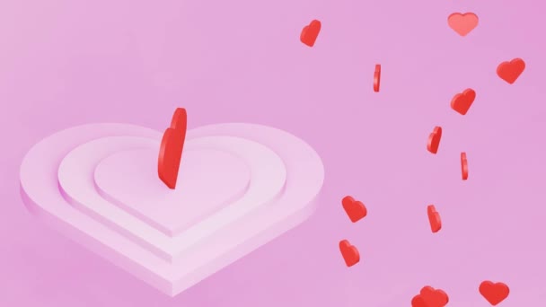 3Dcg Jednoduché Srdce Rotující Bázi Smyčka Animace Srdeční Částice — Stock video