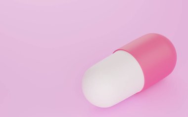 3DCG içecek, pembe ve beyaz kapsüller, izometrik