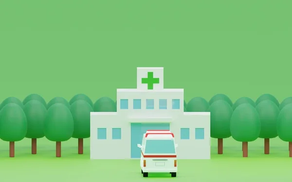3Dcg Hospital Ambulancia Imagen Transporte Emergencia Frente —  Fotos de Stock
