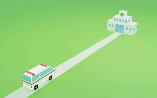 3Dcg Szpitale Karetki Obraz Zakłócającego Transportu Awaryjnego — Zdjęcie stockowe