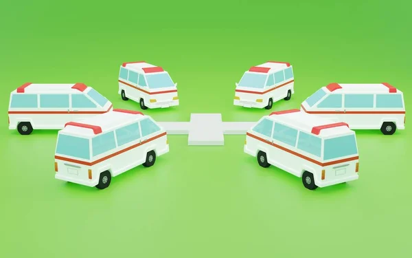 3Dcg Ambulance Rund Ein Weißes Kreuz Bild Des Medizinischen Notfallsystems — Stockfoto