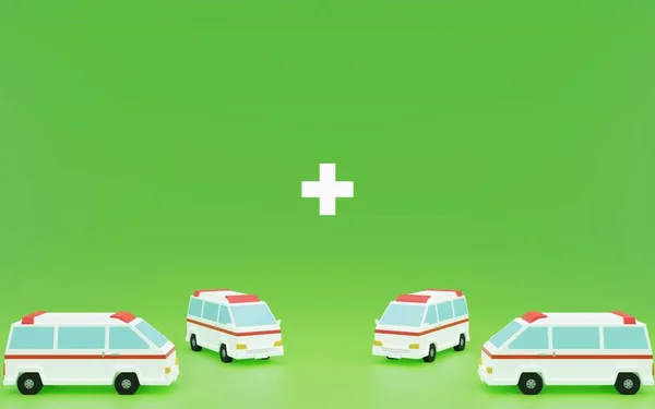 白い十字の下に集まる3Dcg救急医療システムのイメージ — ストック写真