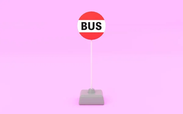 3Dcg Einfache Bushaltestelle Rosa Hintergrund Vorne — Stockfoto