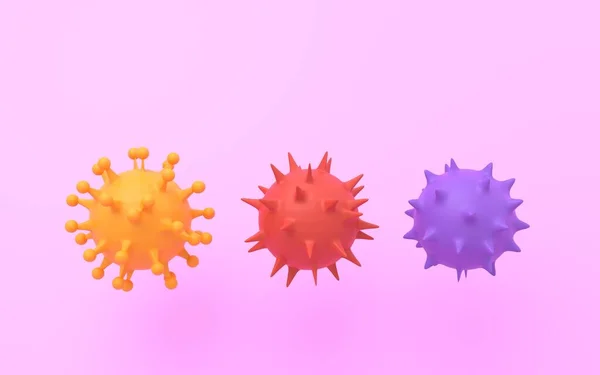 3Dcg Bilder Von Drei Virustypen Mit Projektionen Coronaviren Usw — Stockfoto
