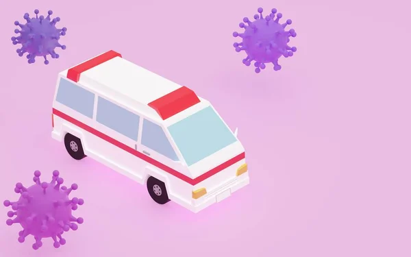 3Dcg Ambulance Und Coronavirus Bild Eines Schwierigen Notfalltransportkoffers — Stockfoto