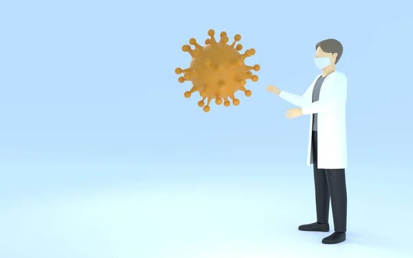 3Dcg Bild Eines Arztes Weißen Kittel Und Coronavirus Mit Corona — Stockfoto