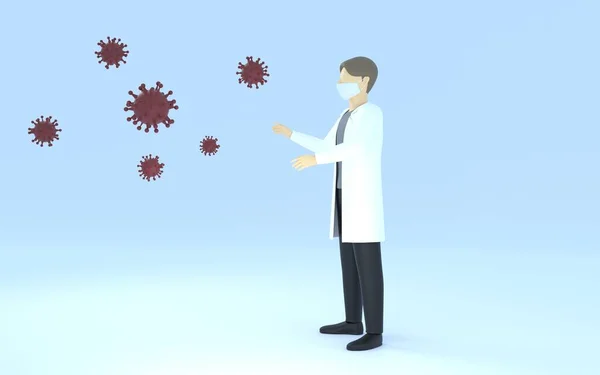 3Dcg Image Doctor White Coat Being Surprised Spread Coronavirus — Stock Photo, Image