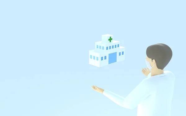 3Dcg Image Recommending Hospital Visit Doctor White Coat Hospital Dedicated — Stock Photo, Image